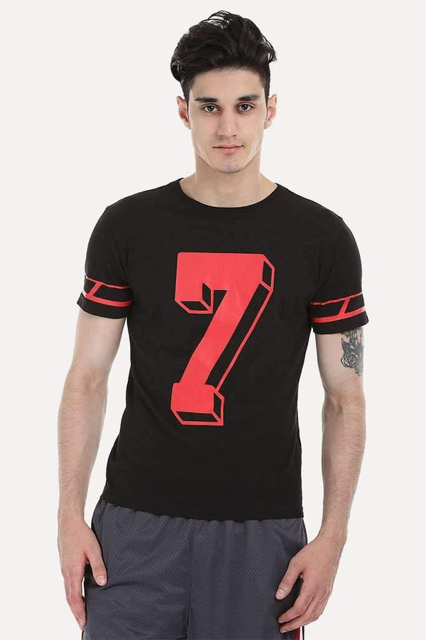 Contrast Number Print Short Sleeve Crew