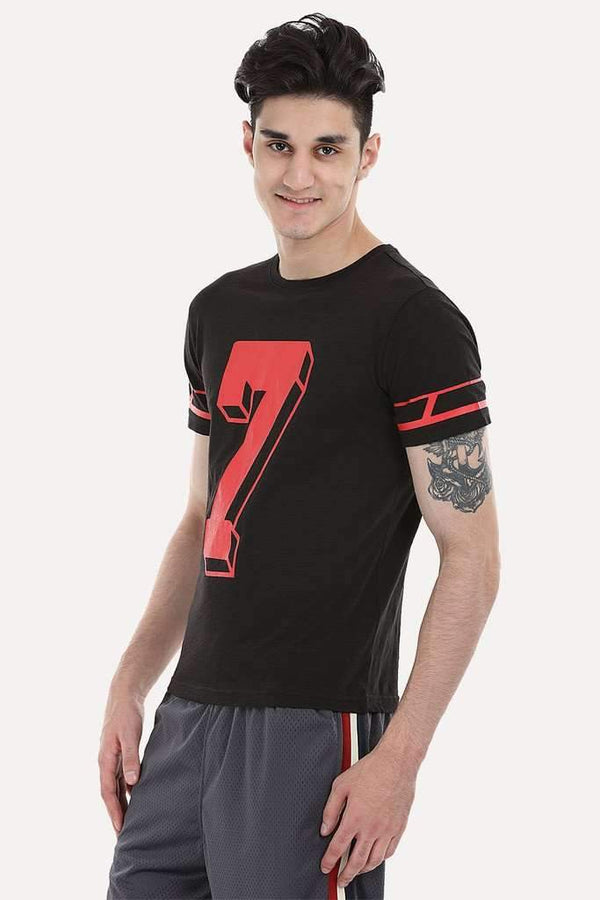 Contrast Number Print Short Sleeve Crew