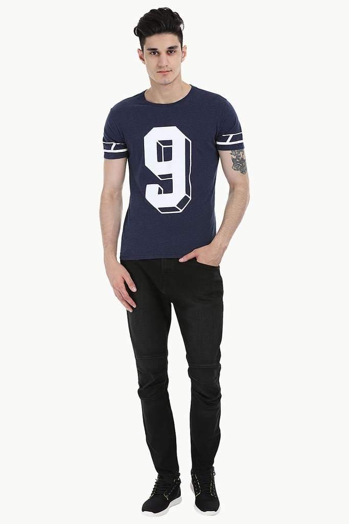 Contrast Number Print Short Sleeve Crew