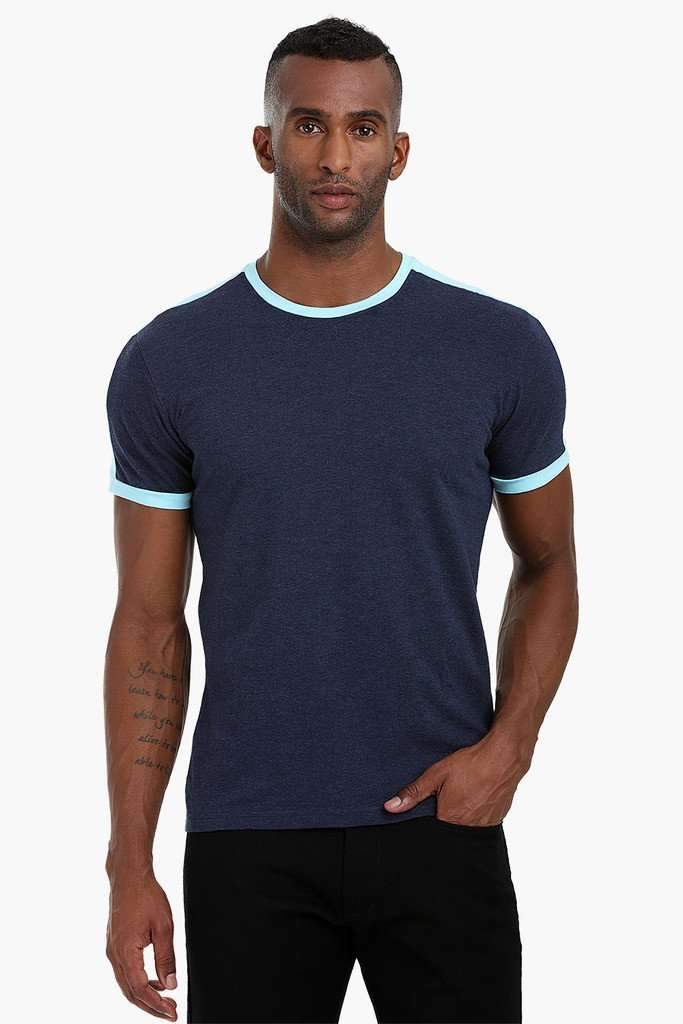 Contrast Shoulder Patch Cotton T-Shirt