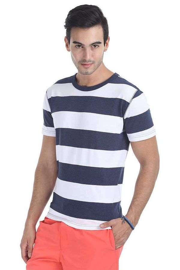 Crew Neck Broad Stripe Short Sleeve Tee