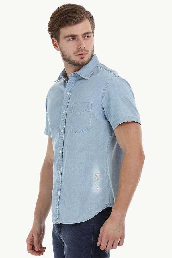 Distressed Denim Shirt