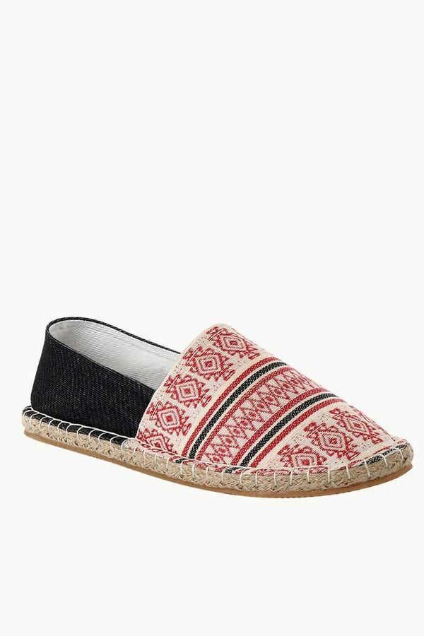 Dobby Red Tribal Print Espadrilles