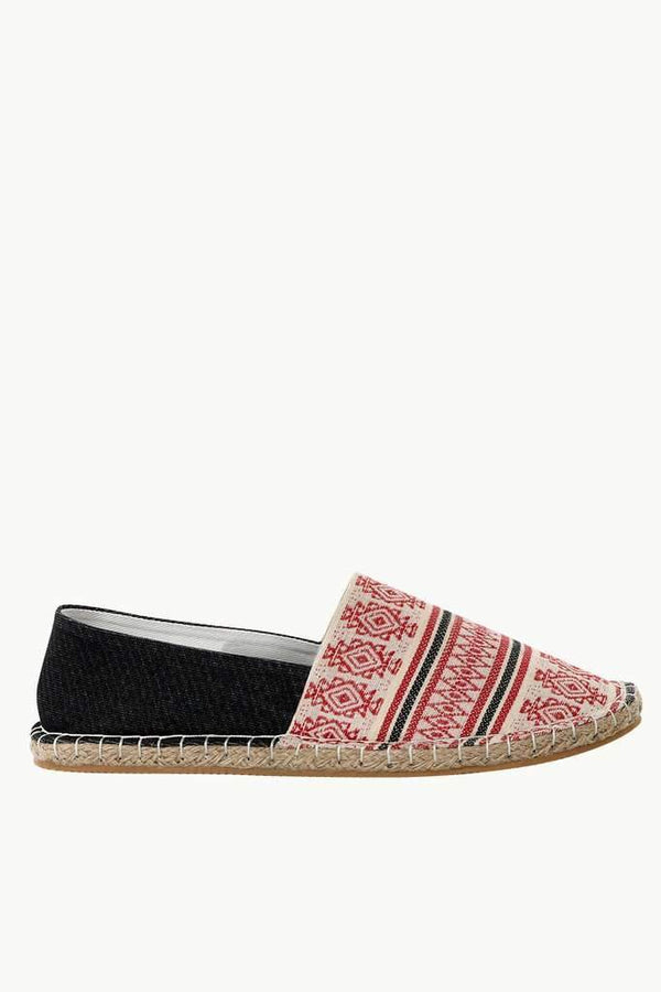 Dobby Red Tribal Print Espadrilles