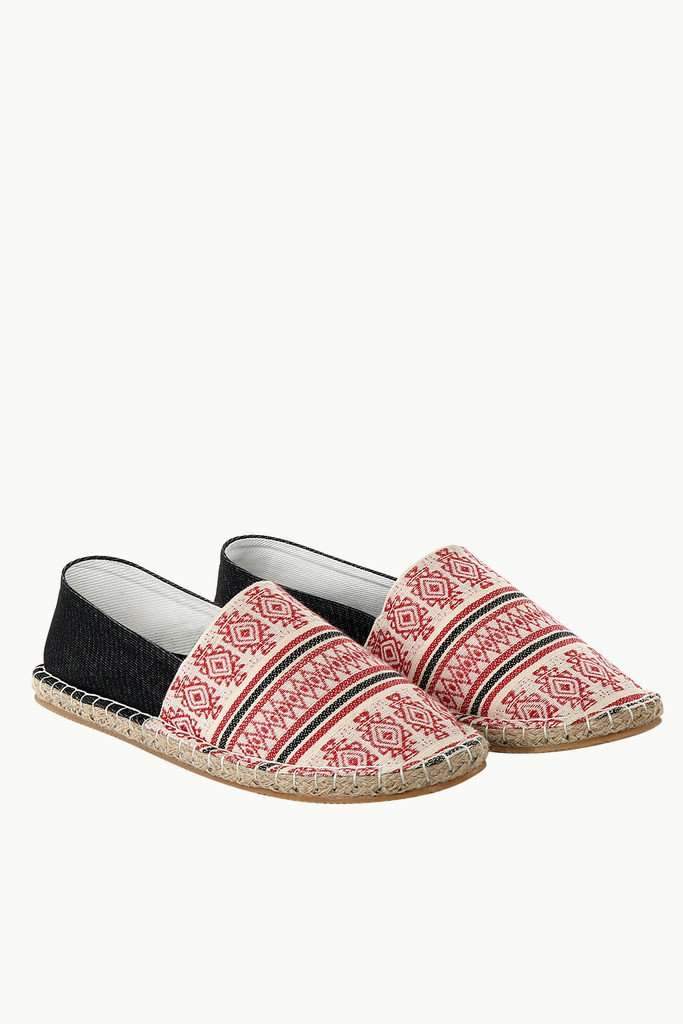 Dobby Red Tribal Print Espadrilles