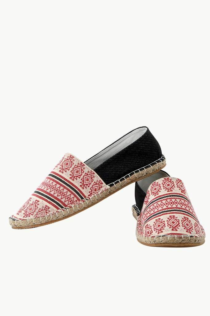 Dobby Red Tribal Print Espadrilles