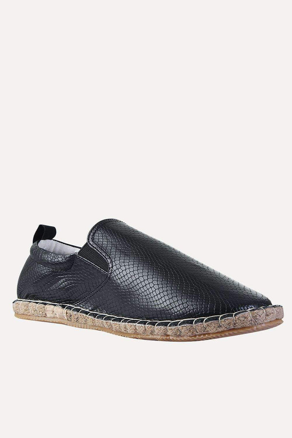 Faux Leather with Side Elastic Espadrilles