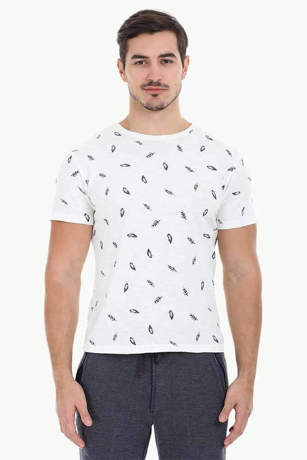 Feather Print Heather Crew