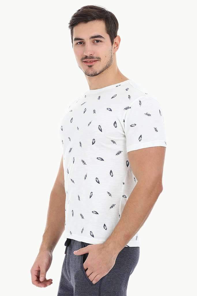 Feather Print Heather Crew