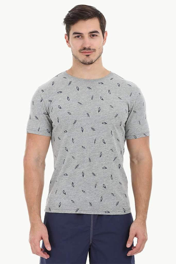 Feather Print Heather Crew