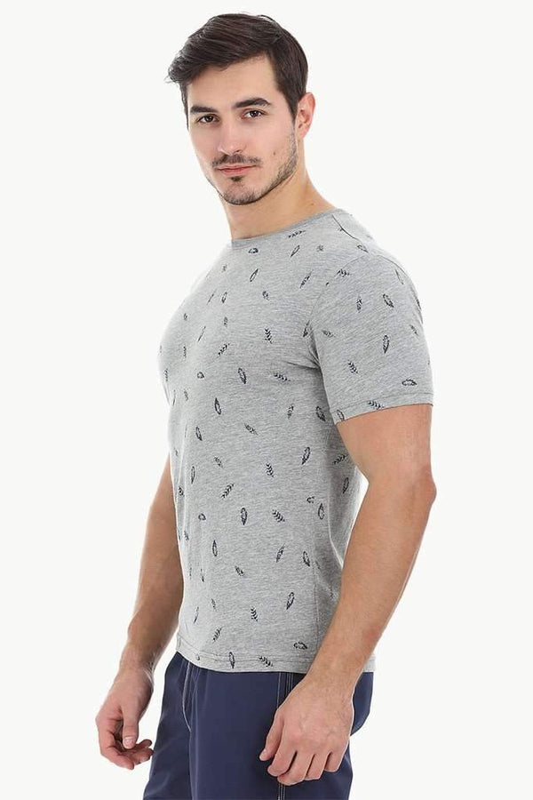 Feather Print Heather Crew