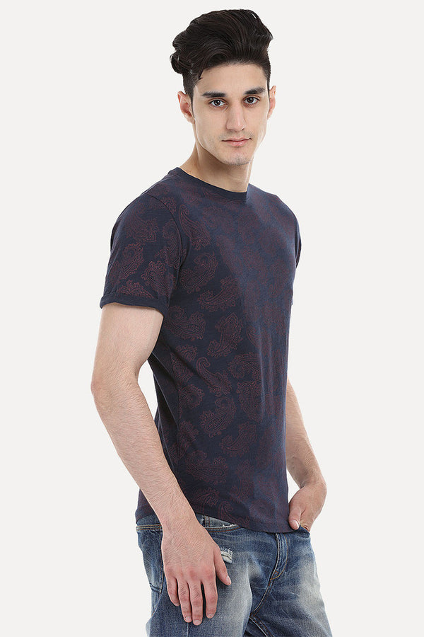 Floral Outline Short Sleeve Crew