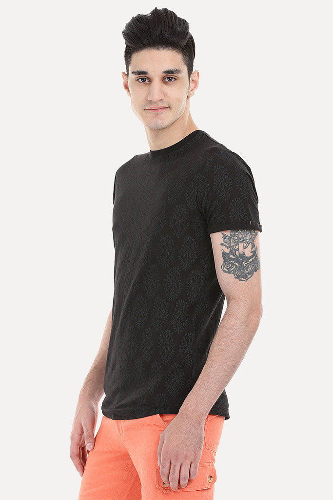 Floral Outline Short Sleeve Crew