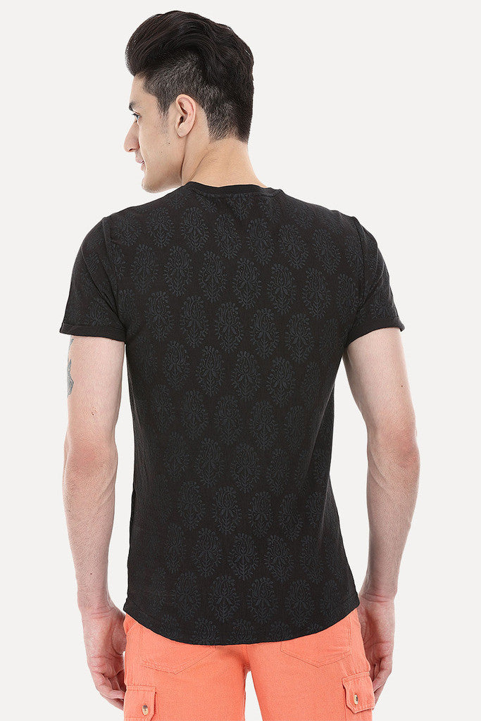 Floral Outline Short Sleeve Crew