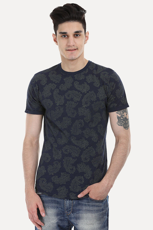 Floral Outline Short Sleeve Crew