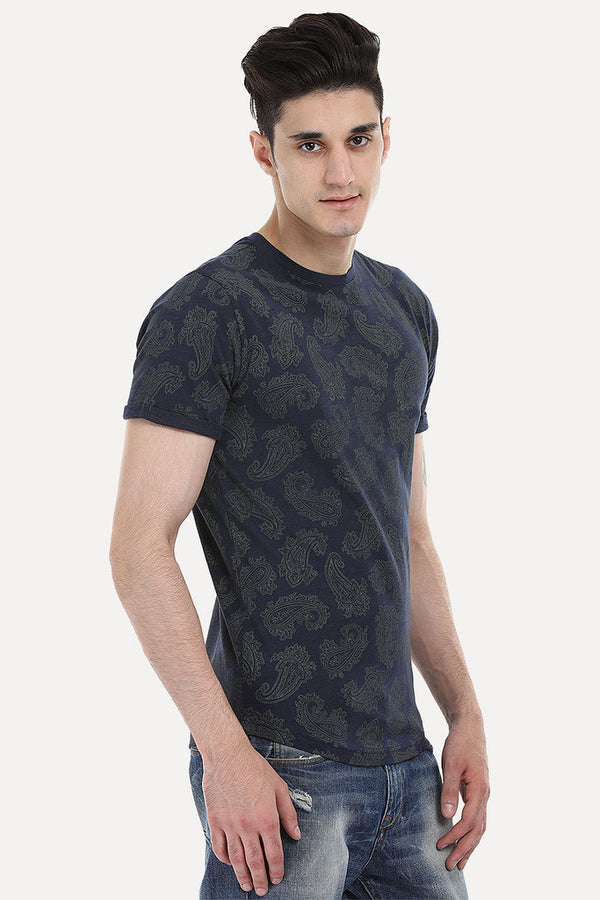 Floral Outline Short Sleeve Crew