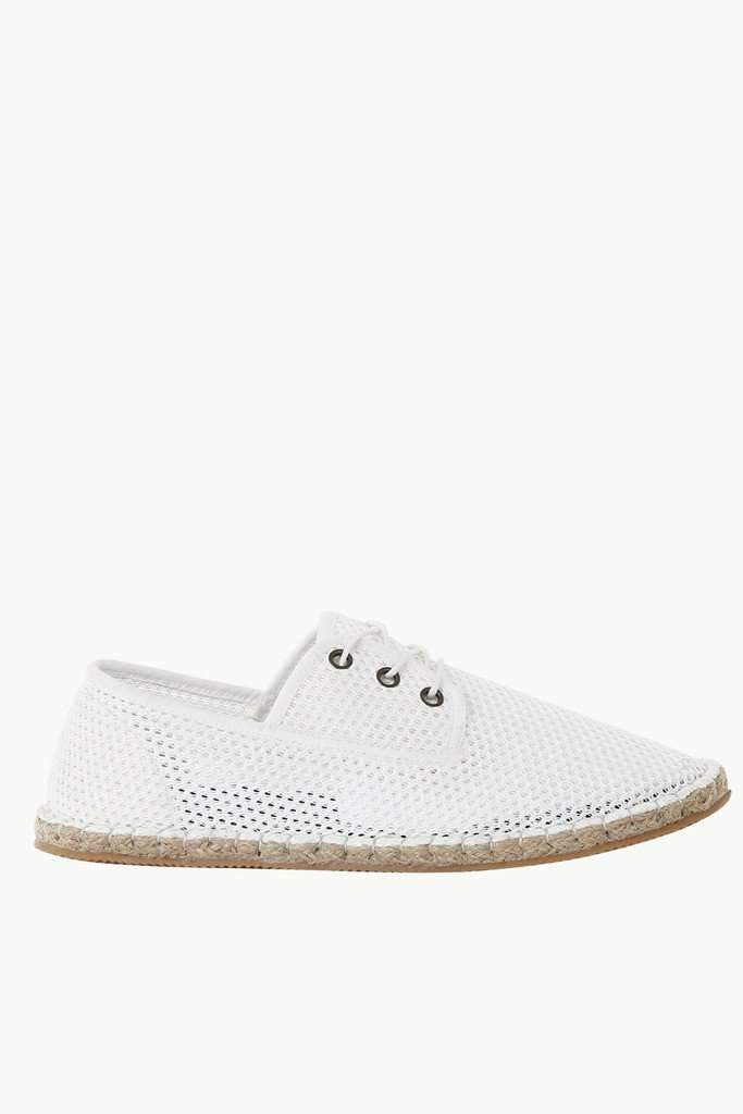 Lace Up White Mesh Espadrilles