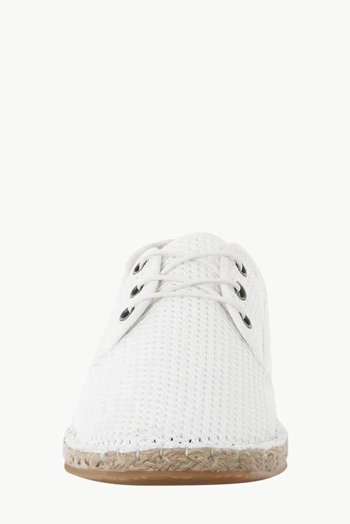 Lace Up White Mesh Espadrilles