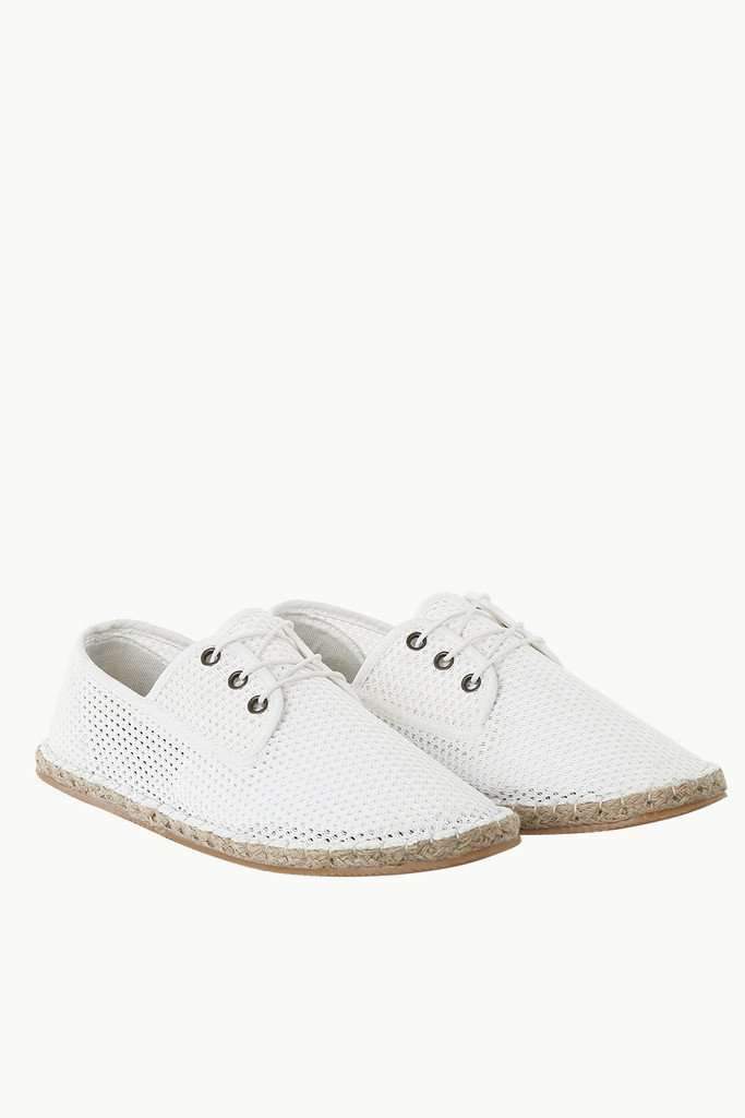 Lace Up White Mesh Espadrilles