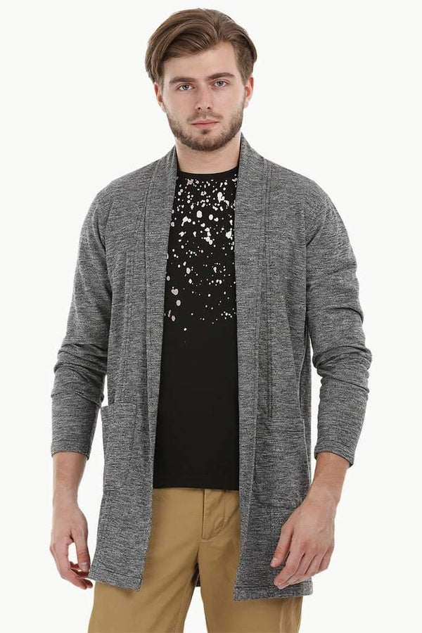 Longline Open Grey Cardigan