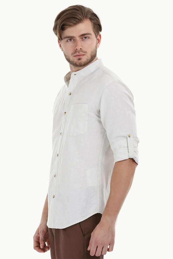 Mandarin Collar Chambray Shirt