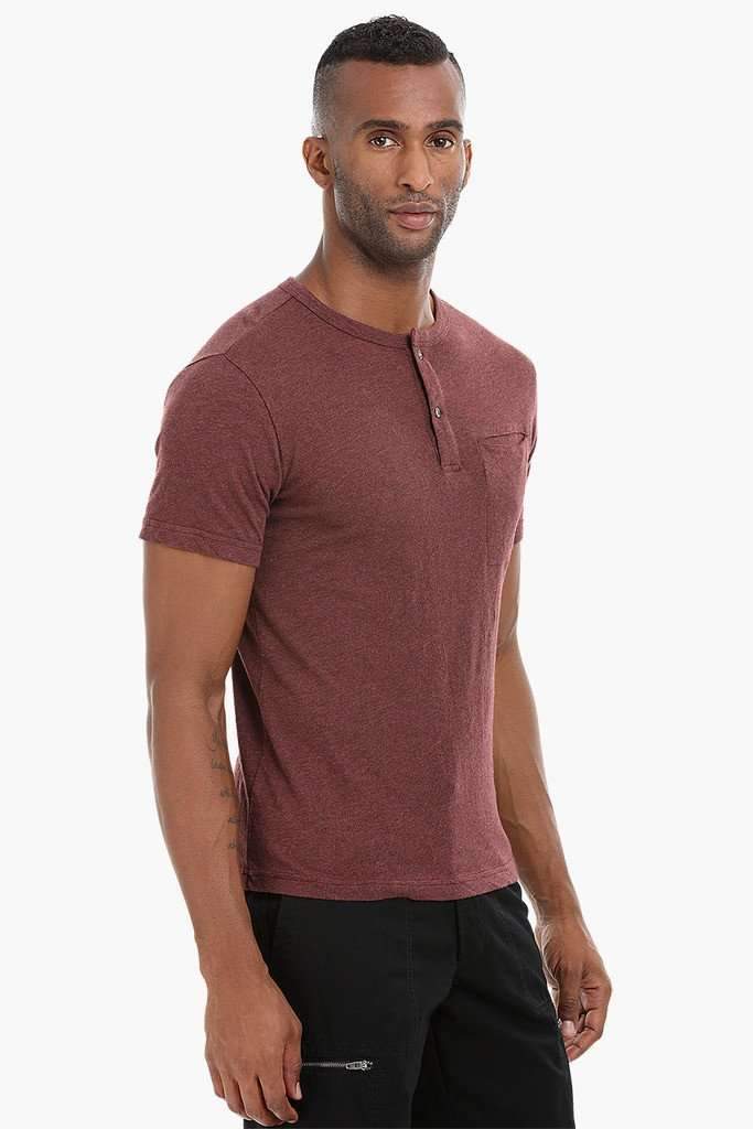 Short Sleeve Henley Cotton T-Shirt