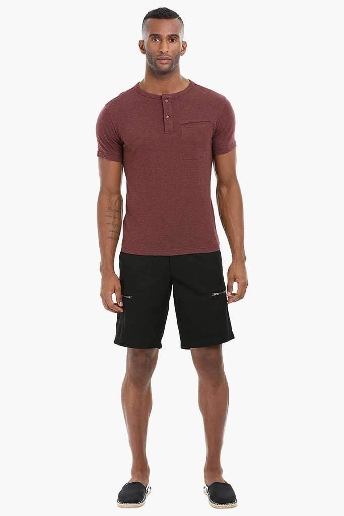 Short Sleeve Henley Cotton T-Shirt