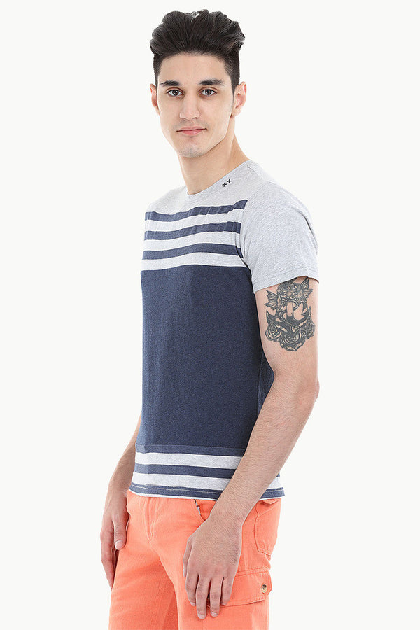 Navy And Grey Stripe Tee