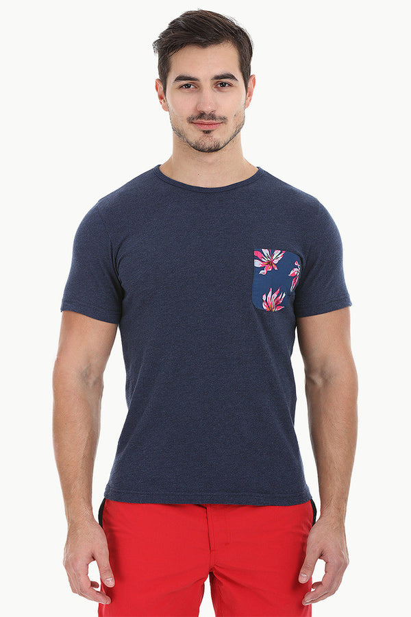 Nylon Printed Pocket Short Sleeve Tee