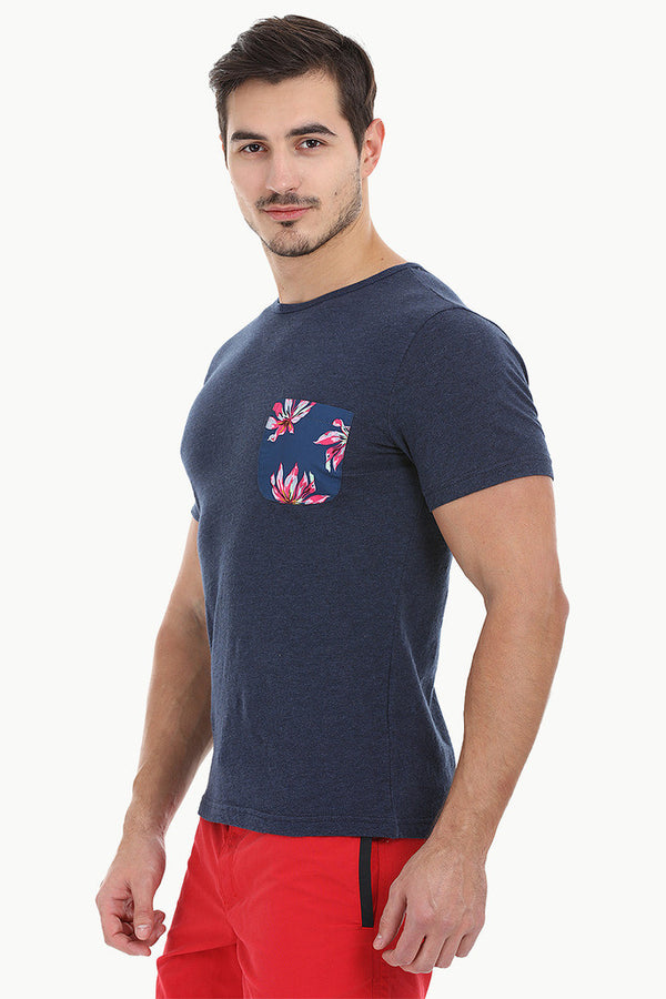 Nylon Printed Pocket Short Sleeve Tee