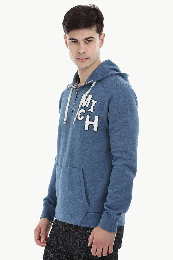 Popover Zip Embroidered Hoodie