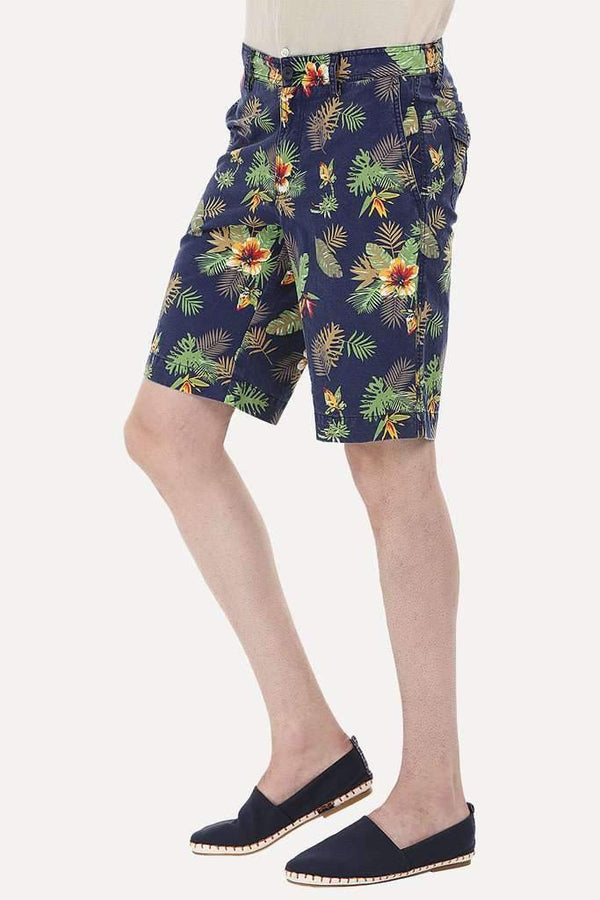 Printed Cotton Twill Enzyme Washed Shorts