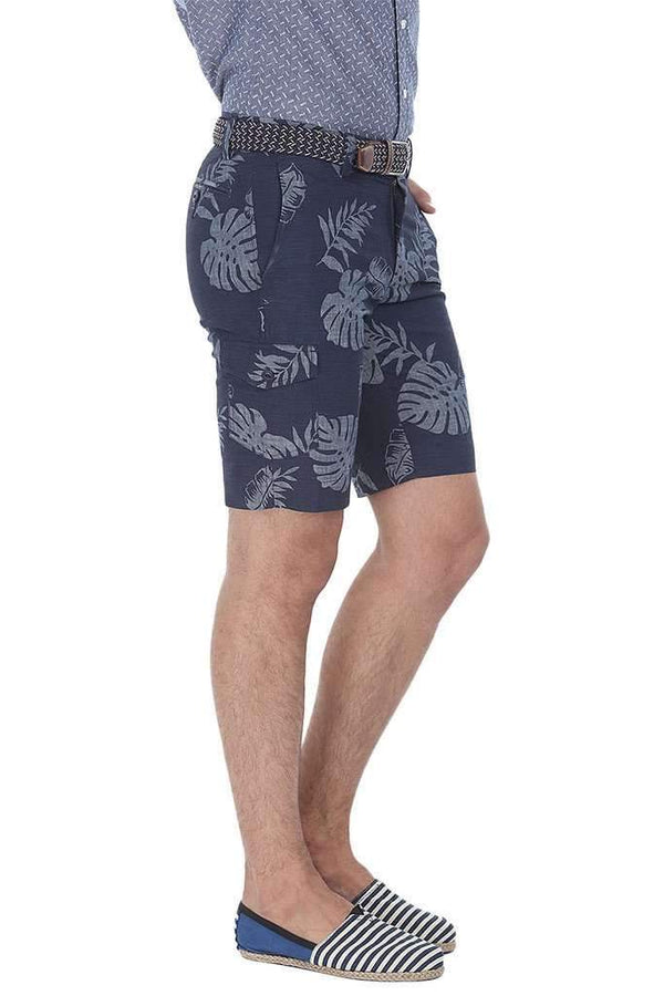 Printed Denim Slim Fit Shorts