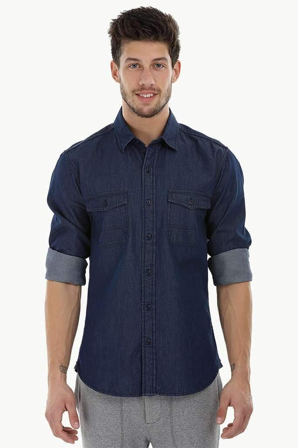 Quilted Patch Denim Shirt