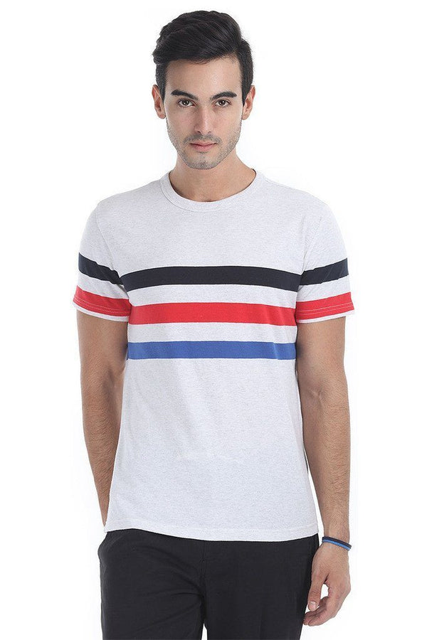 Round Neck Stripe Soft Knit T Shirt