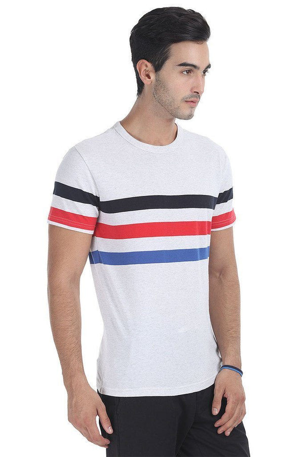 Round Neck Stripe Soft Knit T Shirt