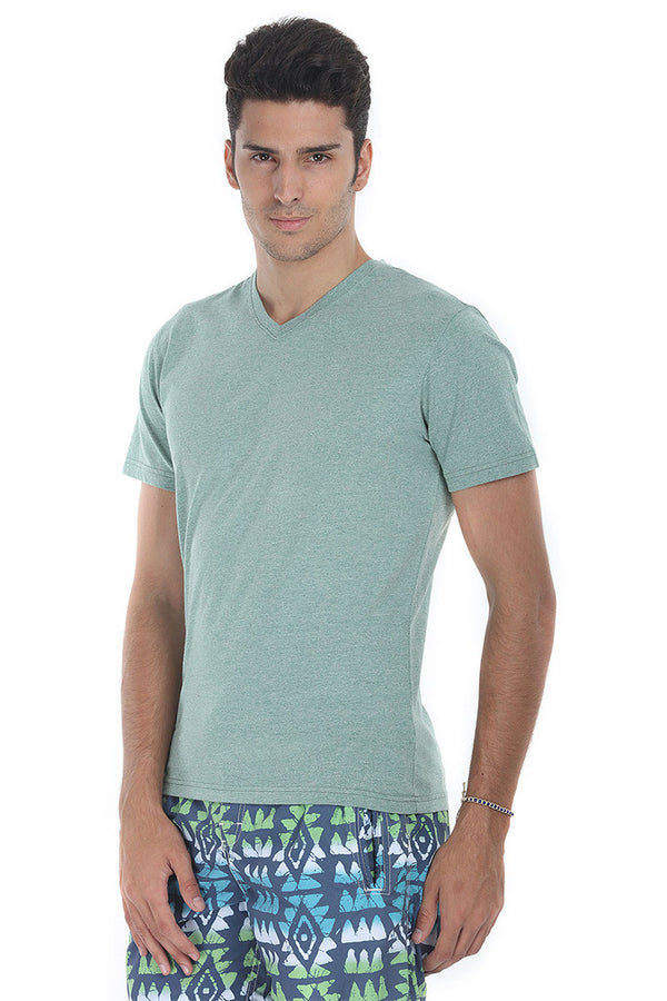 Short Sleeve Soft Heather V Neck Tee