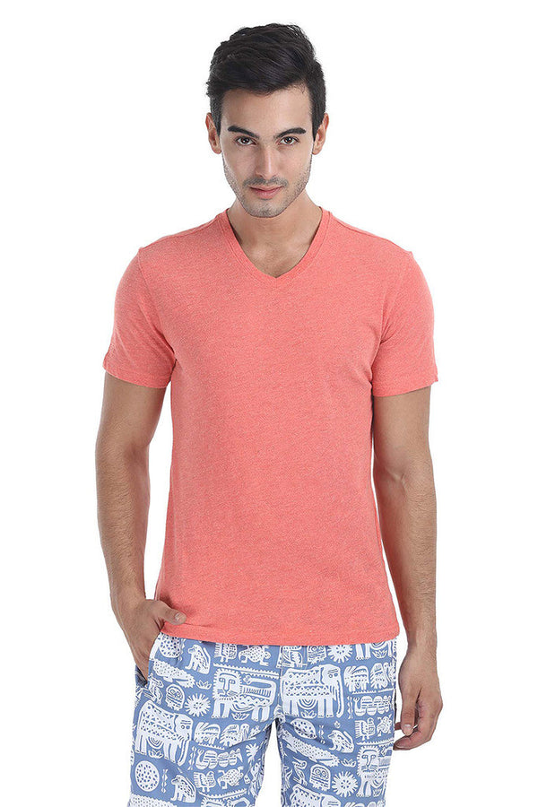 Short Sleeve Soft Heather V Neck Tee