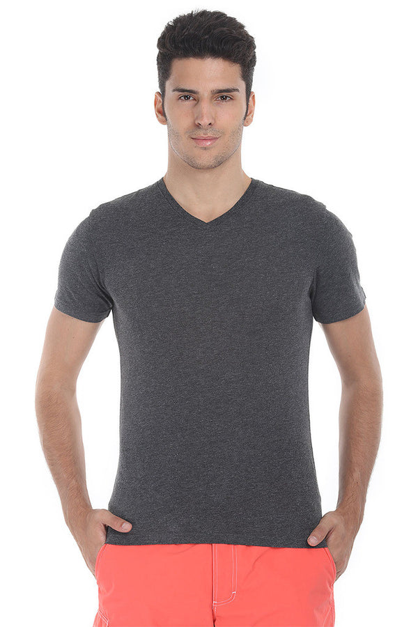 Short Sleeve Soft Heather V Neck Tee