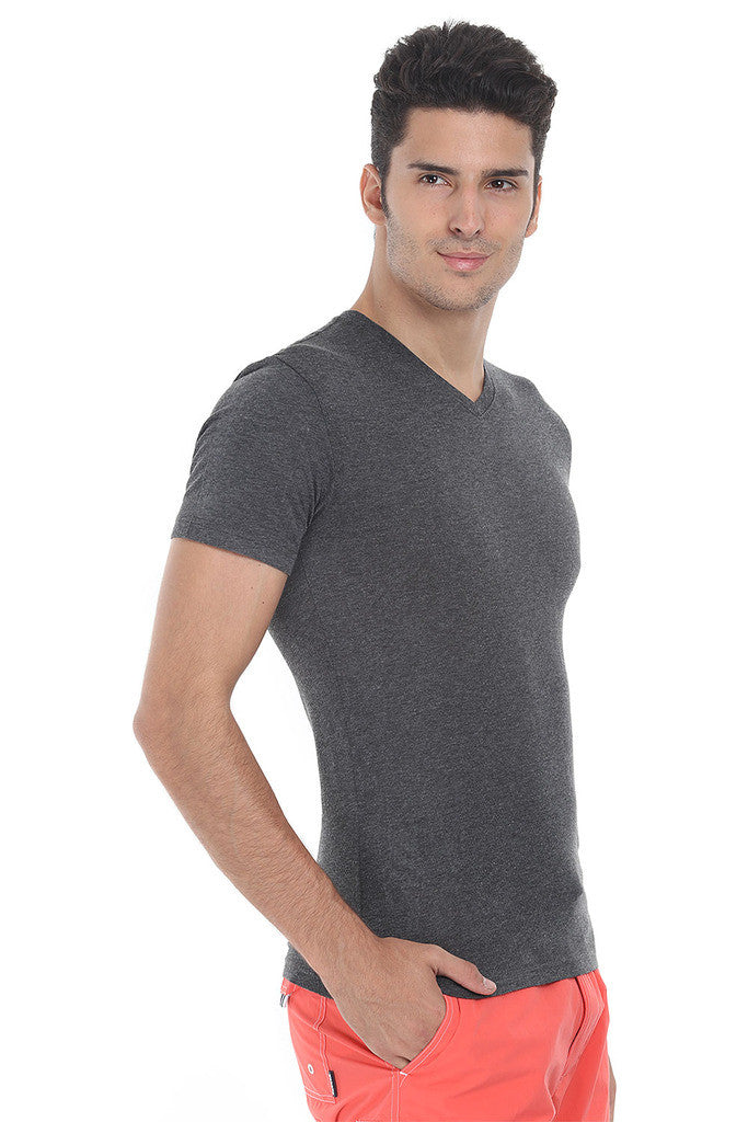 Short Sleeve Soft Heather V Neck Tee