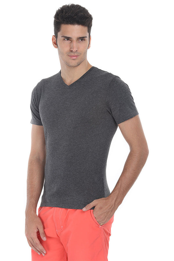 Short Sleeve Soft Heather V Neck Tee