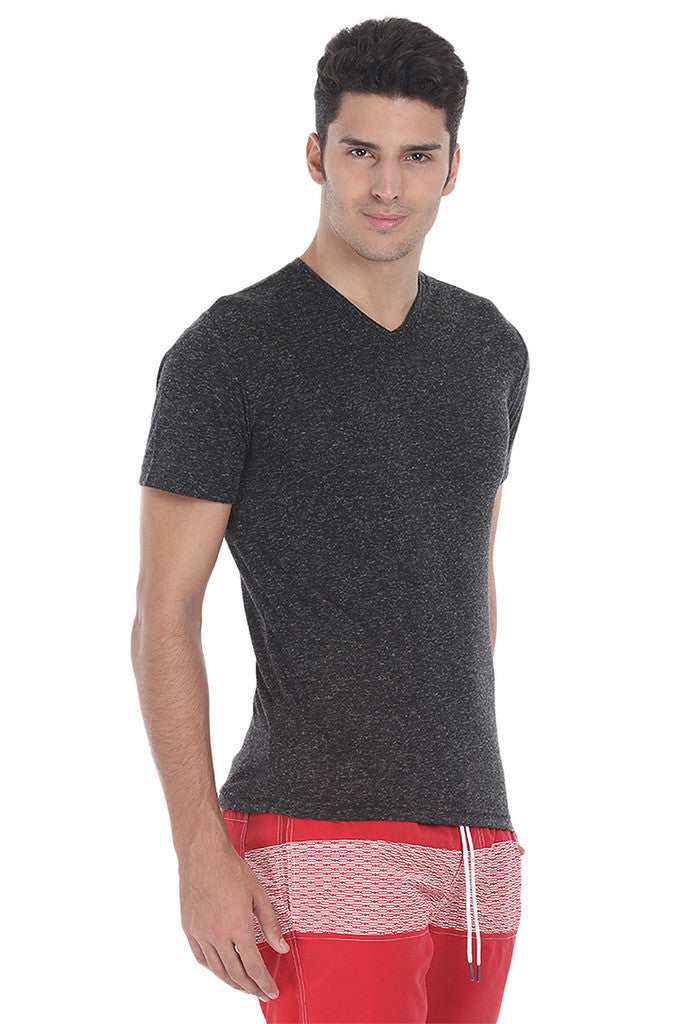 Short Sleeve Soft Heather V Neck Tee