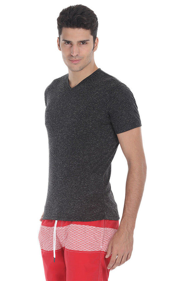 Short Sleeve Soft Heather V Neck Tee