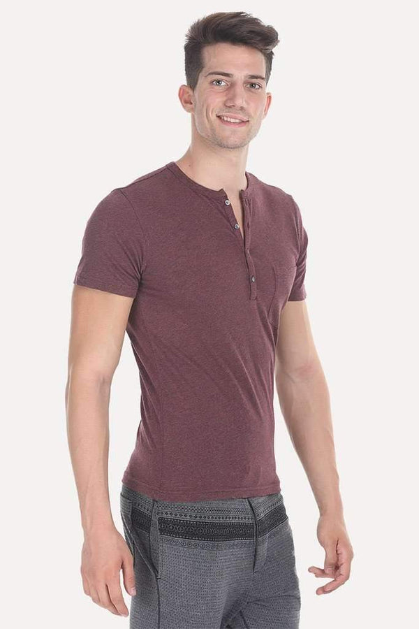 Short Sleeve Solid Henley