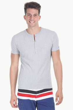 Short Sleeve Solid Henley