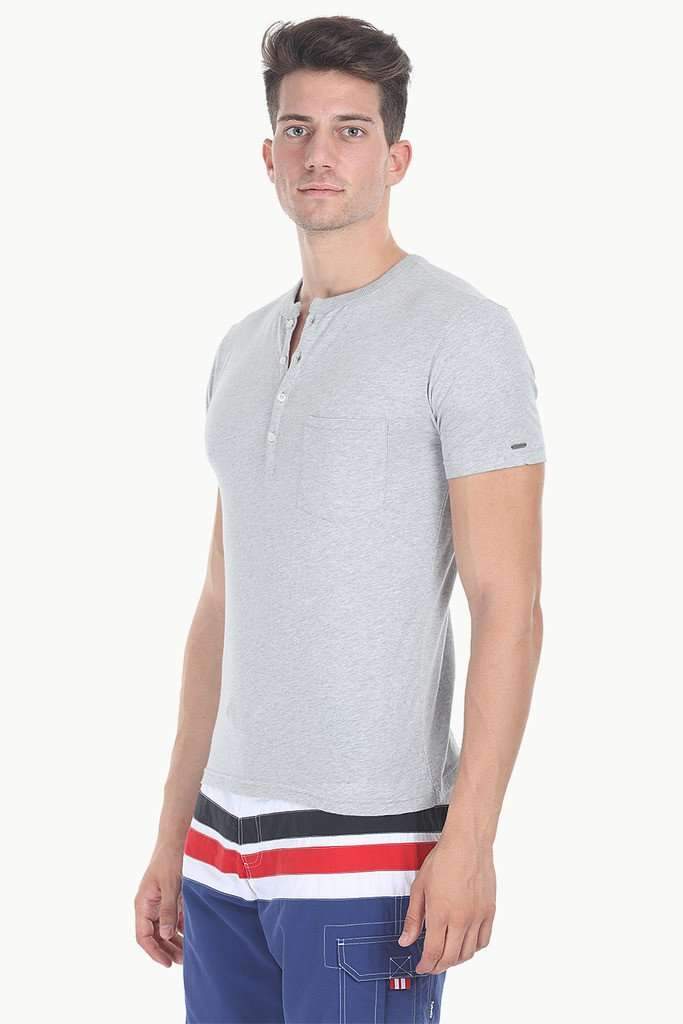 Short Sleeve Solid Henley