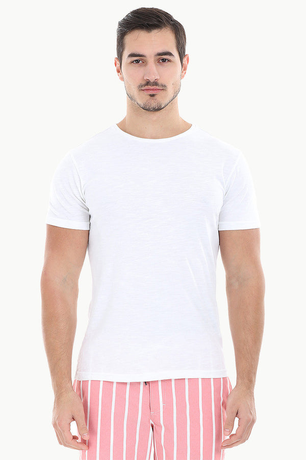 Solid Garment Dyed Slub Short Sleeve Tee