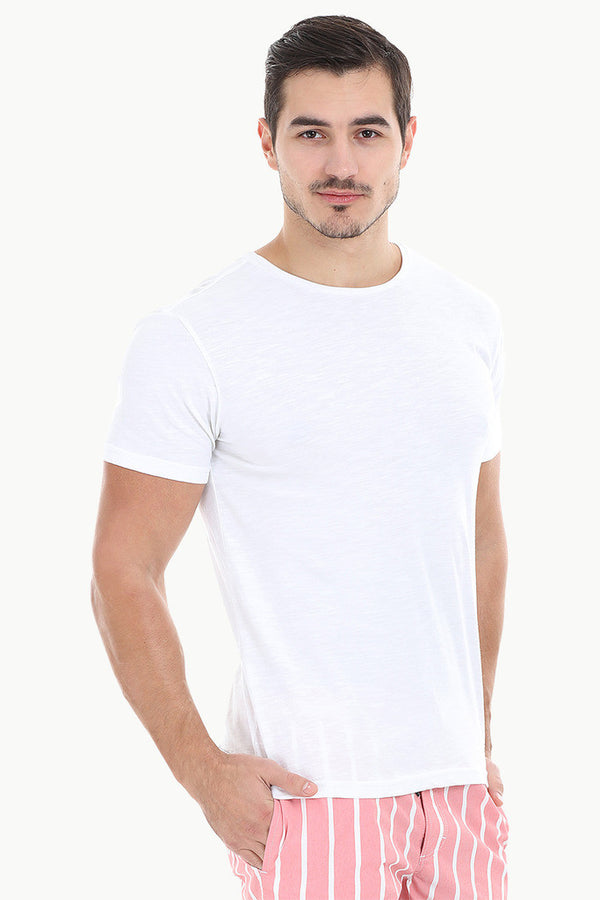 Solid Garment Dyed Slub Short Sleeve Tee