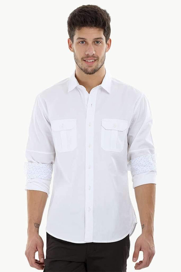 Solid Shirt with Pleated Pockets