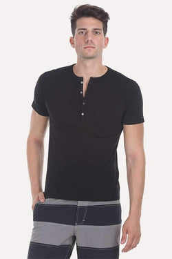 Solid Slub Cotton Jersey Henley